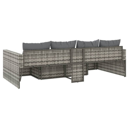 vidaXL 2-delige Loungeset met kussens poly rattan grijs