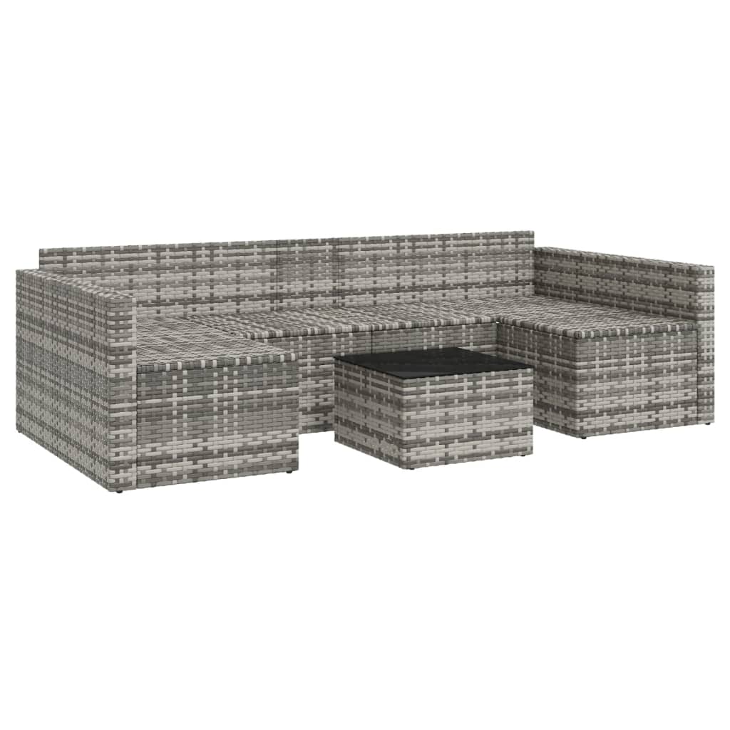 vidaXL 2-delige Loungeset met kussens poly rattan grijs