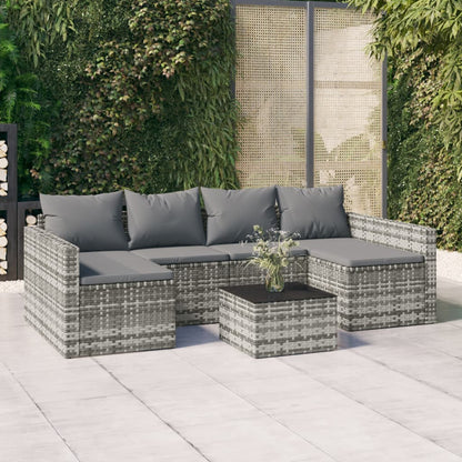 vidaXL 2-delige Loungeset met kussens poly rattan grijs