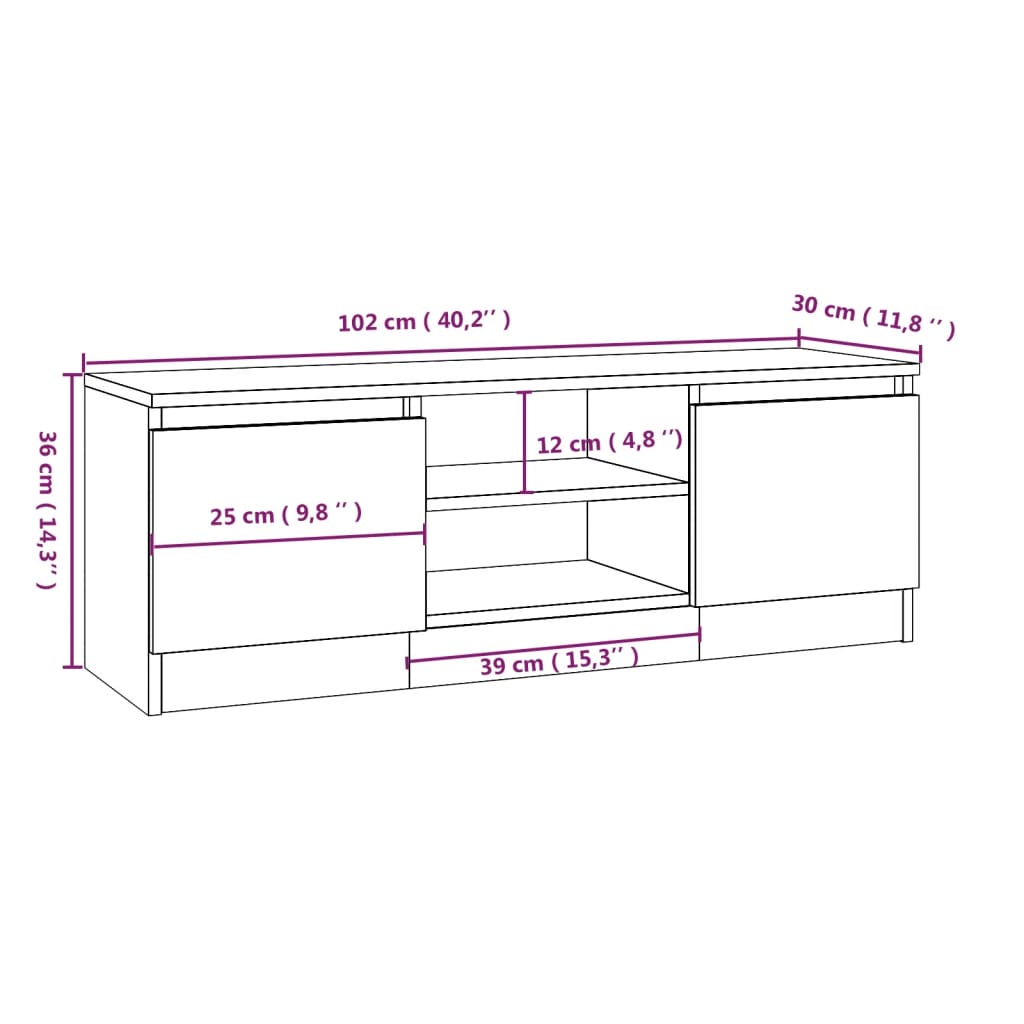 vidaXL Tv-meubel met deur 102x30x36 cm zwart