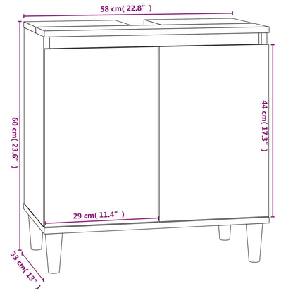 vidaXL Wastafelkast 58x33x60 cm bewerkt hout zwart