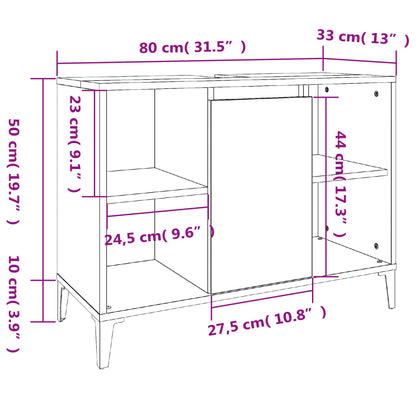 vidaXL Wastafelkast 80x33x60 cm bewerkt hout zwart