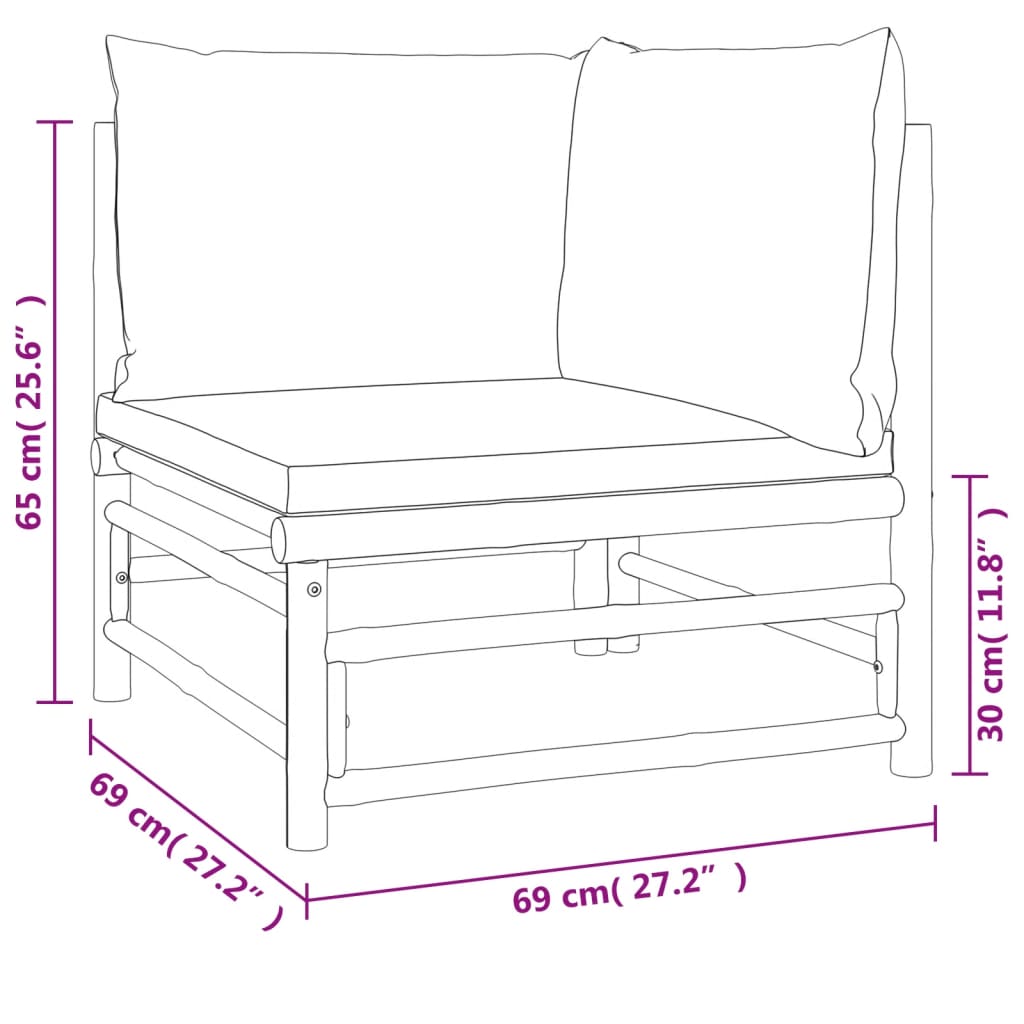 vidaXL 6-delige Loungeset met kussens bamboe taupe