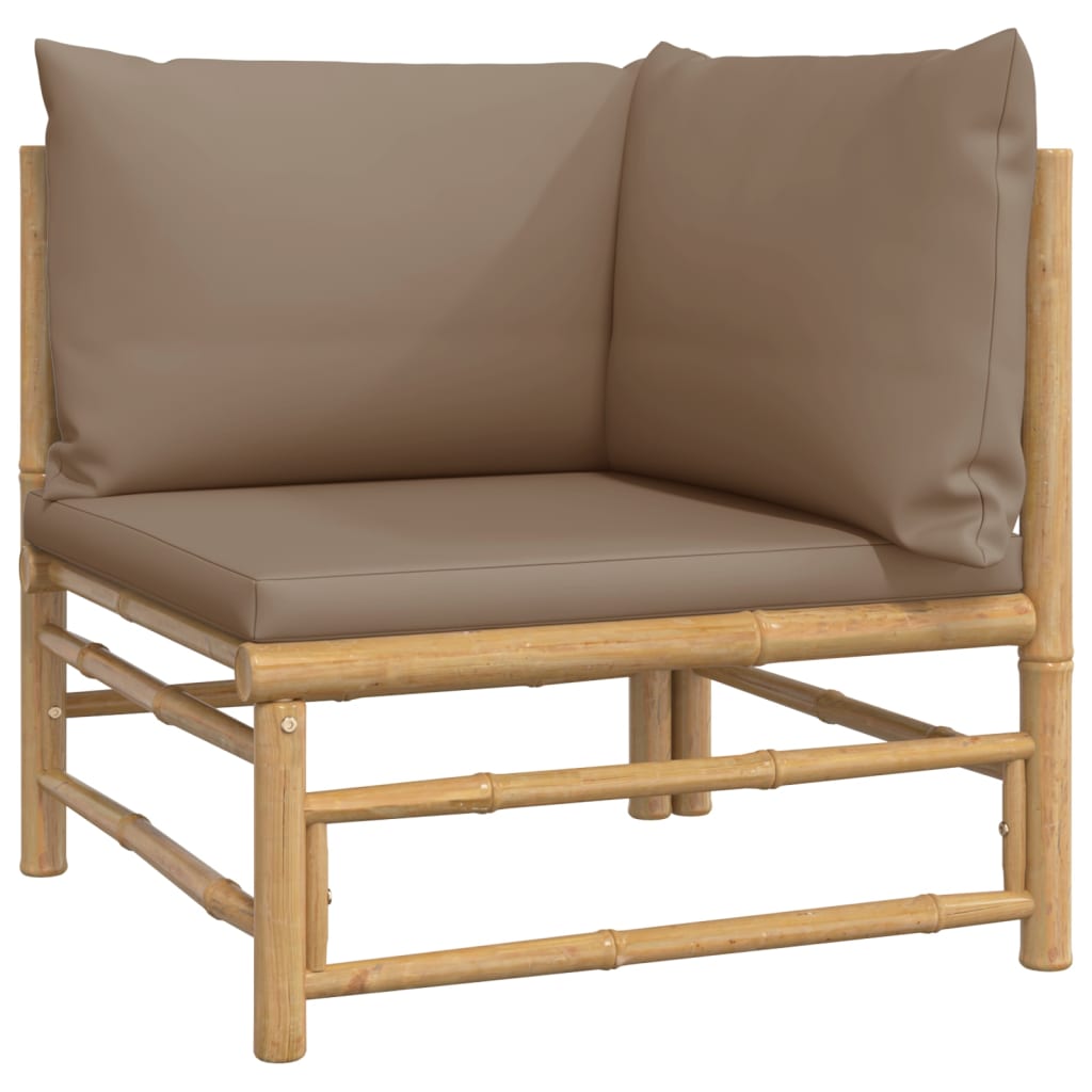 vidaXL 12-delige Loungeset met kussens bamboe taupe