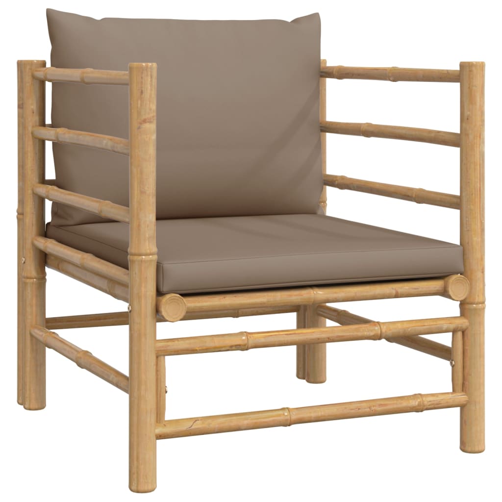 vidaXL 12-delige Loungeset met kussens bamboe taupe