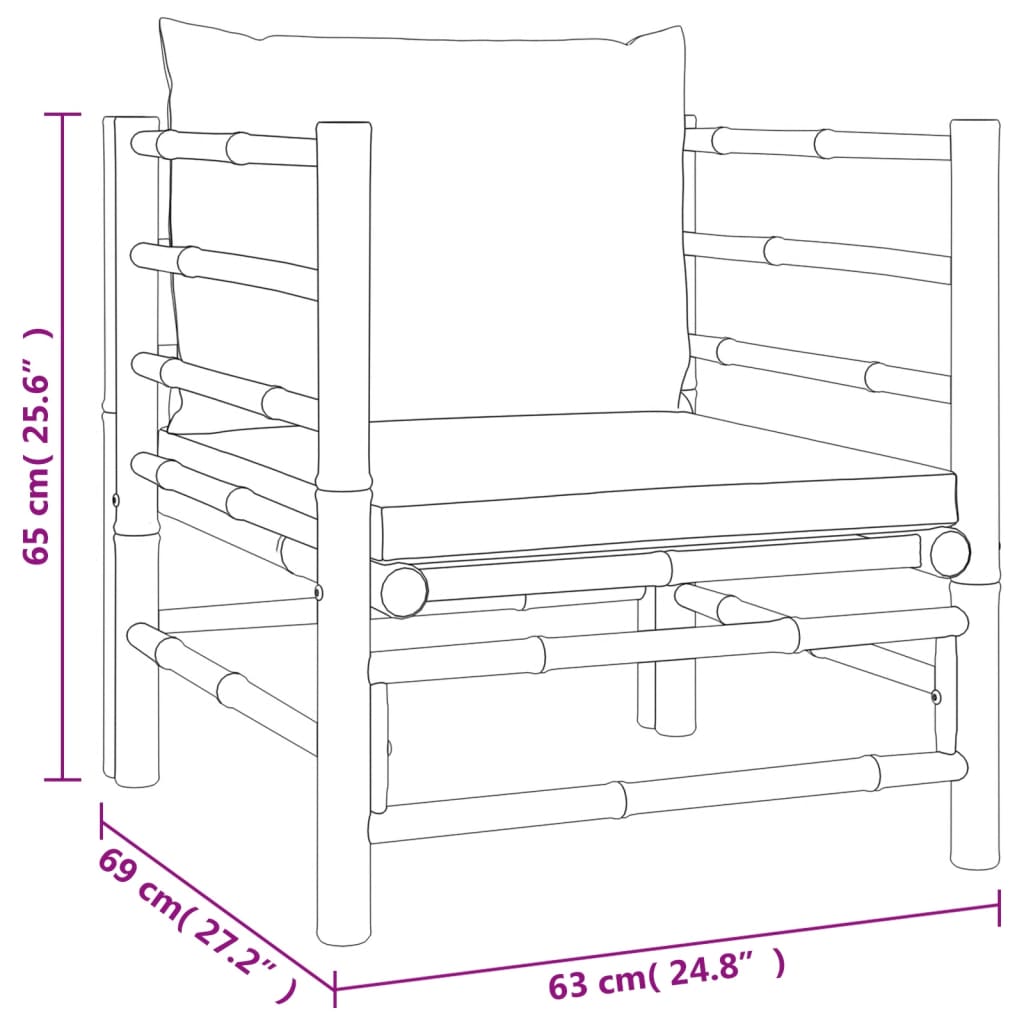 vidaXL 12-delige Loungeset met kussens bamboe taupe