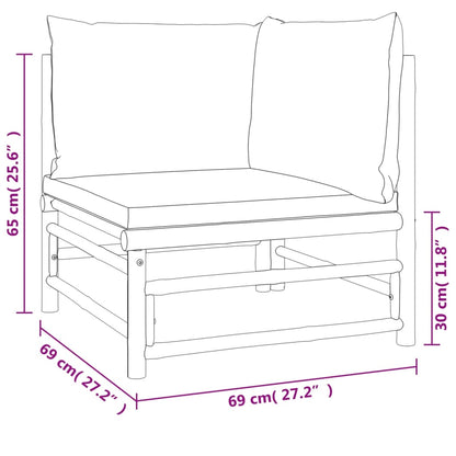 vidaXL 5-delige Loungeset met kussens bamboe groen