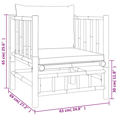 vidaXL 6-delige Loungeset met kussens bamboe crèmewit