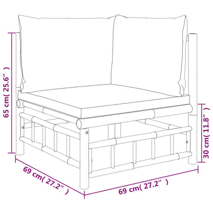 vidaXL 5-delige Loungeset met kussens bamboe crèmewit