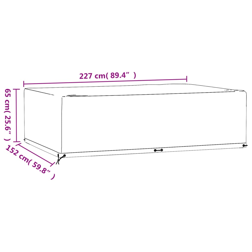 vidaXL Tuinmeubelhoezen 2 st 12 oogjes rechthoekig 227x152x65 cm