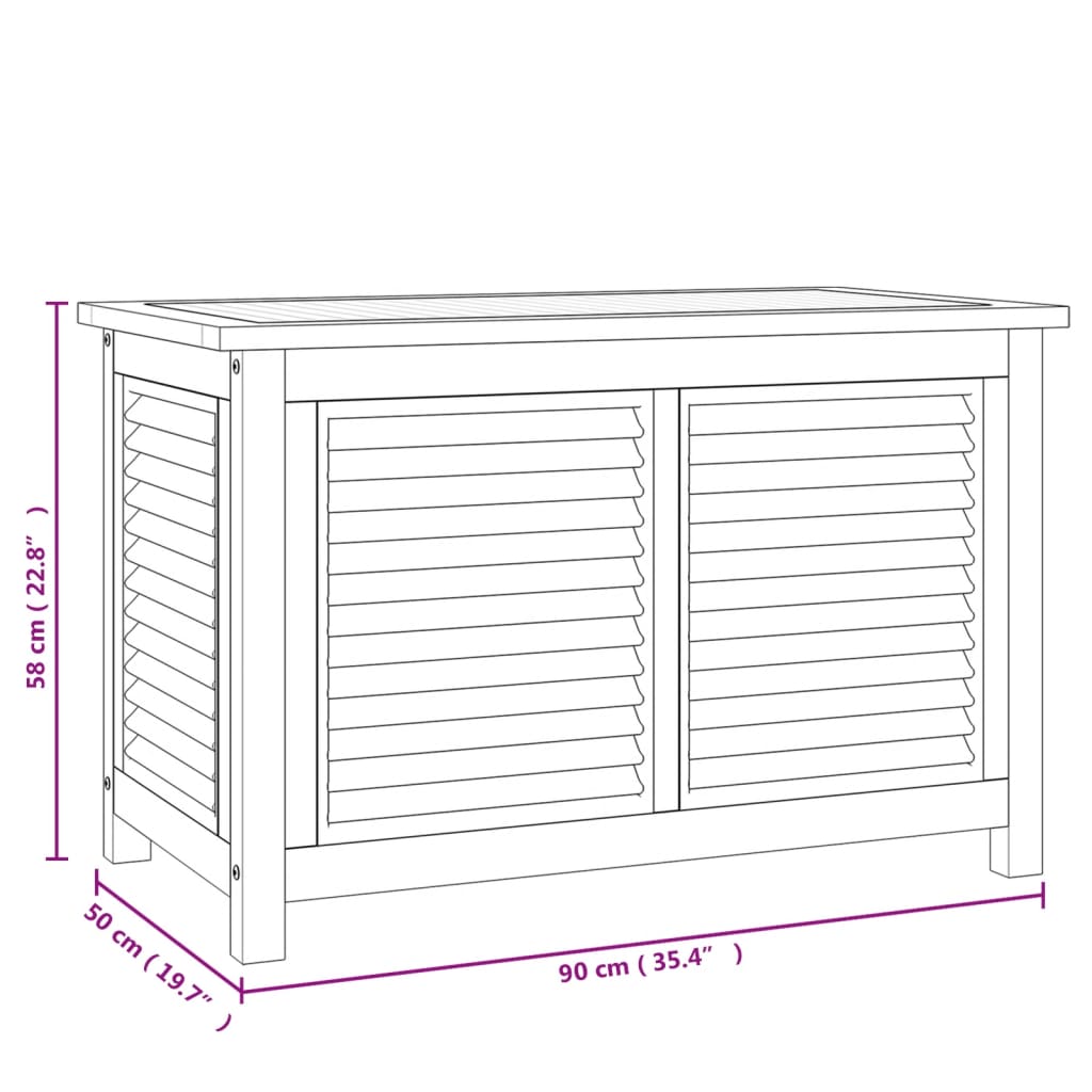 vidaXL Tuinbox met zak 90x50x58 cm massief teakhout