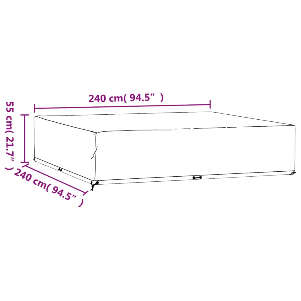 vidaXL Tuinmeubelhoezen met 16 oogjes 2 st vierkant 240x240x55 cm