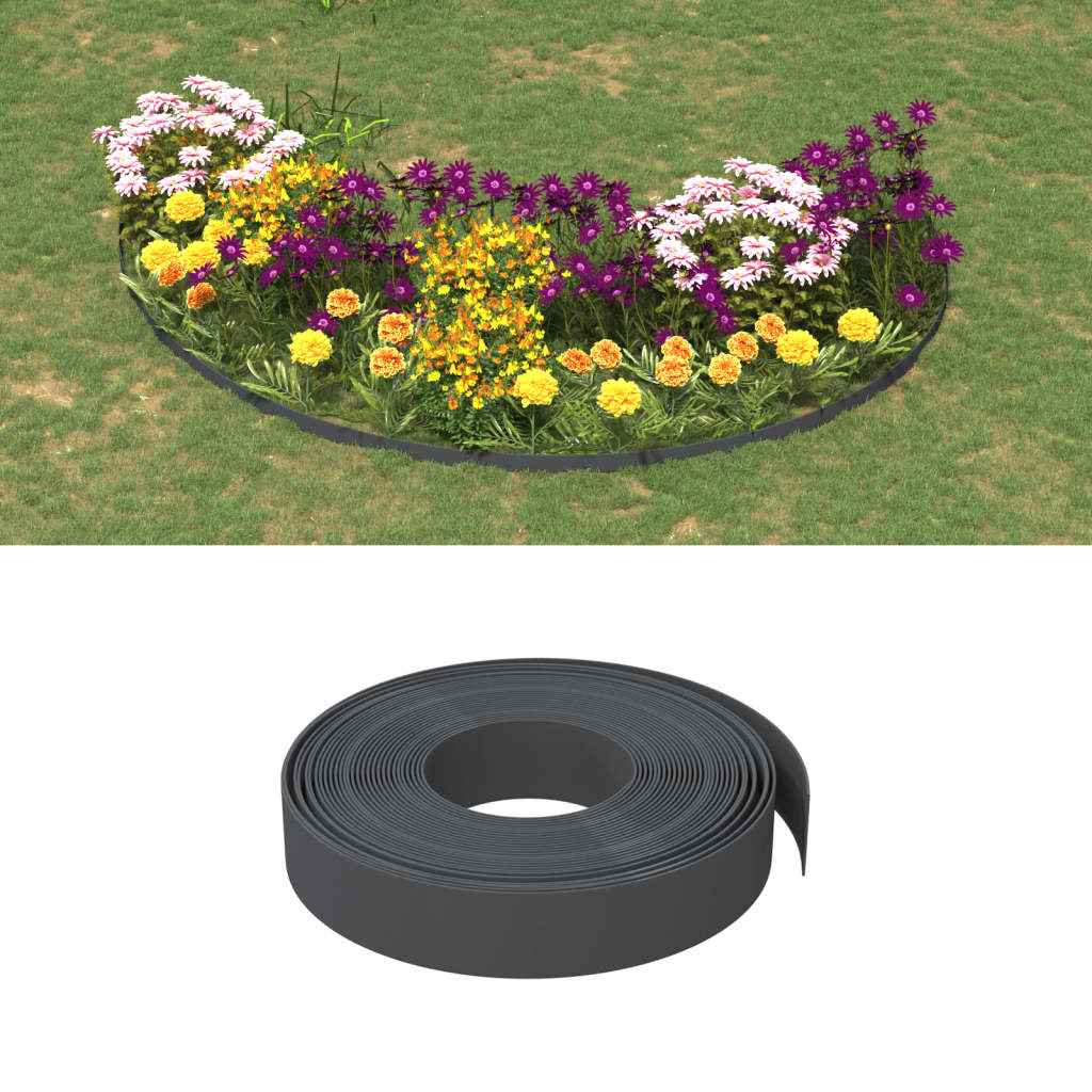 vidaXL Tuinranden 2 st 10 m 10 cm polyetheen grijs