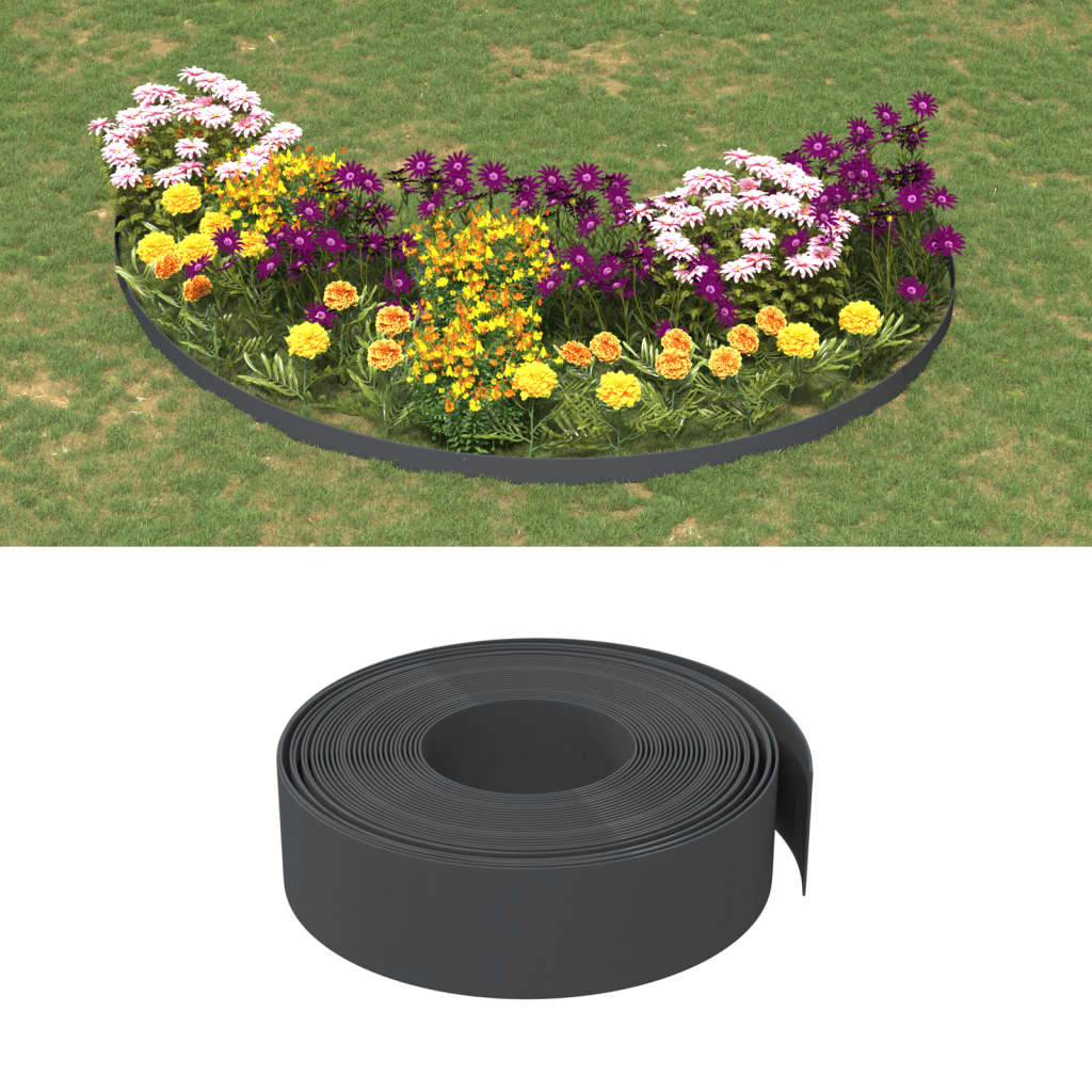 vidaXL Tuinranden 2 st 10 m 15 cm polyetheen grijs