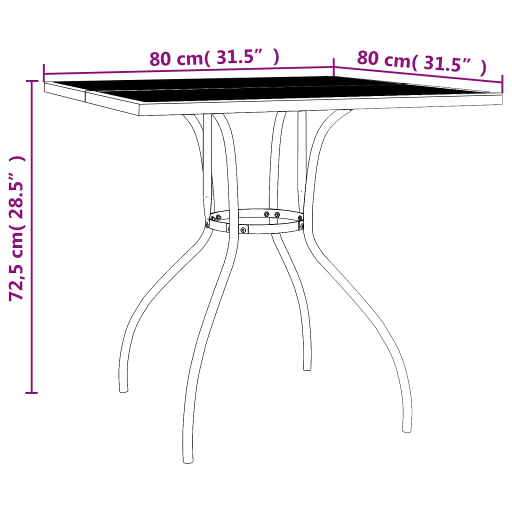 vidaXL Tuintafel 80x80x72,5 cm staal gaas antracietkleurig