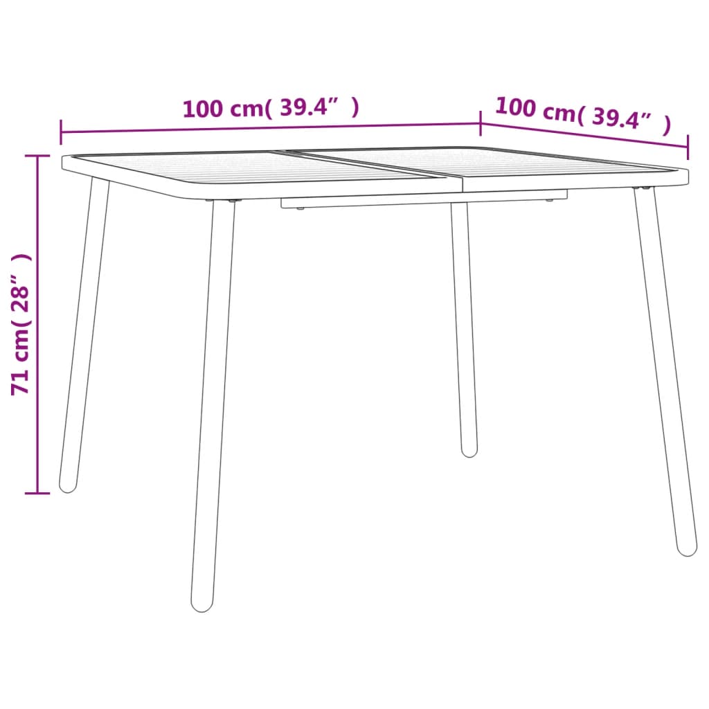 vidaXL Tuintafel 100x100x71 cm staal antracietkleurig