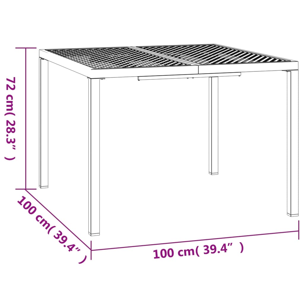 vidaXL Tuintafel 100x100x72 cm staal antracietkleurig