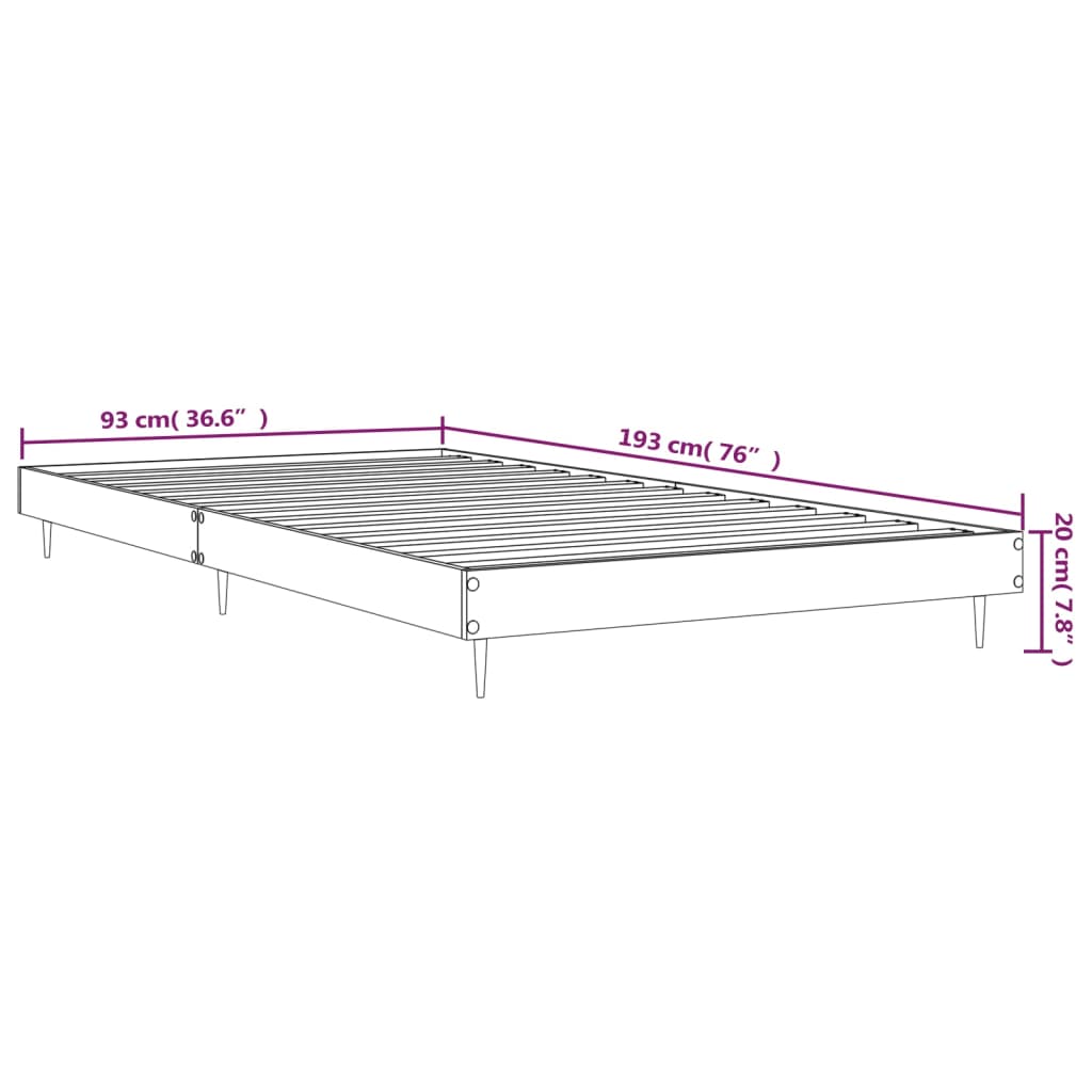 vidaXL Bedframe bewerkt hout wit 90x190 cm