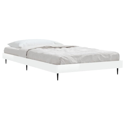 vidaXL Bedframe bewerkt hout hoogglans wit 90x190 cm