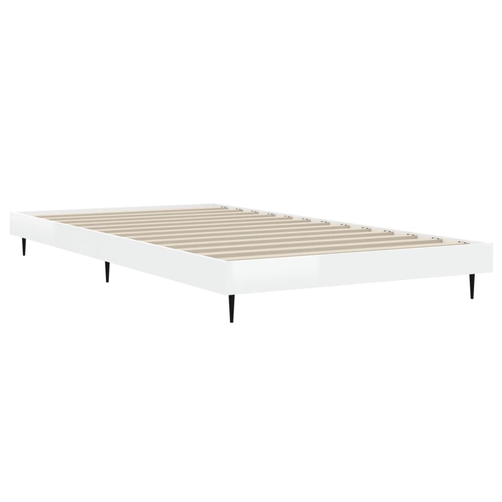 vidaXL Bedframe bewerkt hout hoogglans wit 90x190 cm