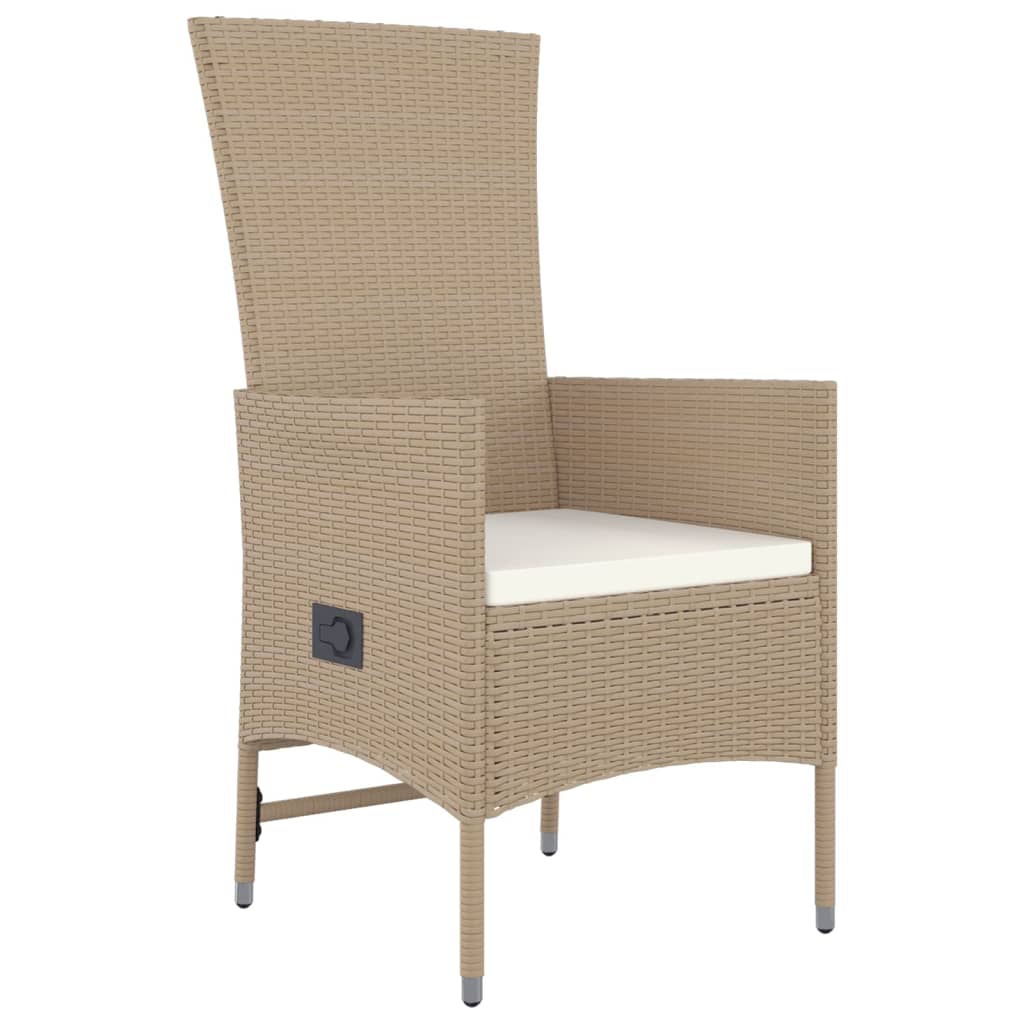 vidaXL 5-delige Tuinset met kussens poly rattan beige