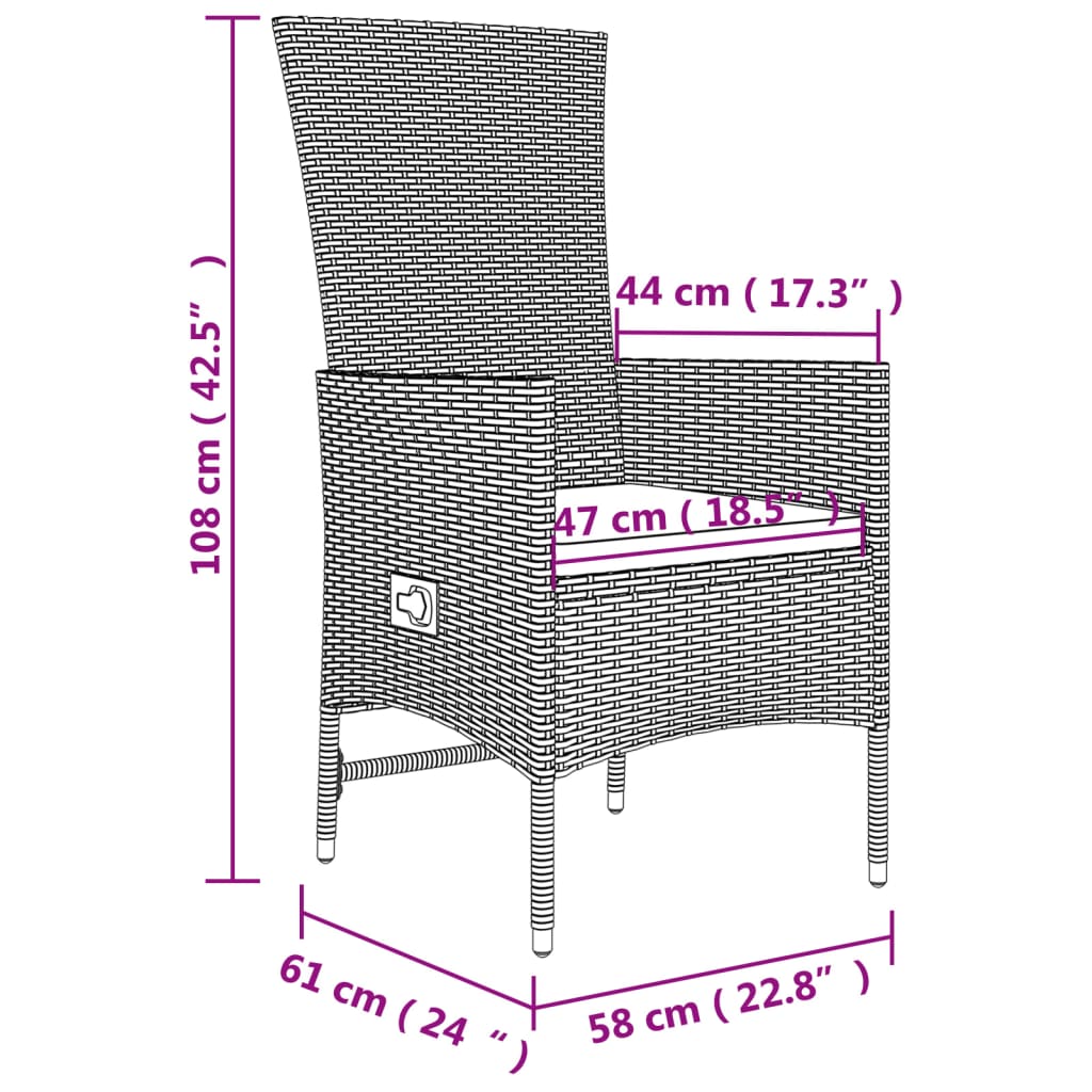 vidaXL 5-delige Tuinset met kussens poly rattan beige