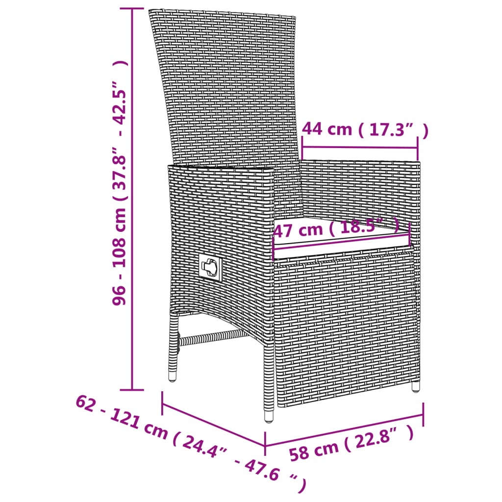 vidaXL 9-delige Tuinset met kussens poly rattan beige