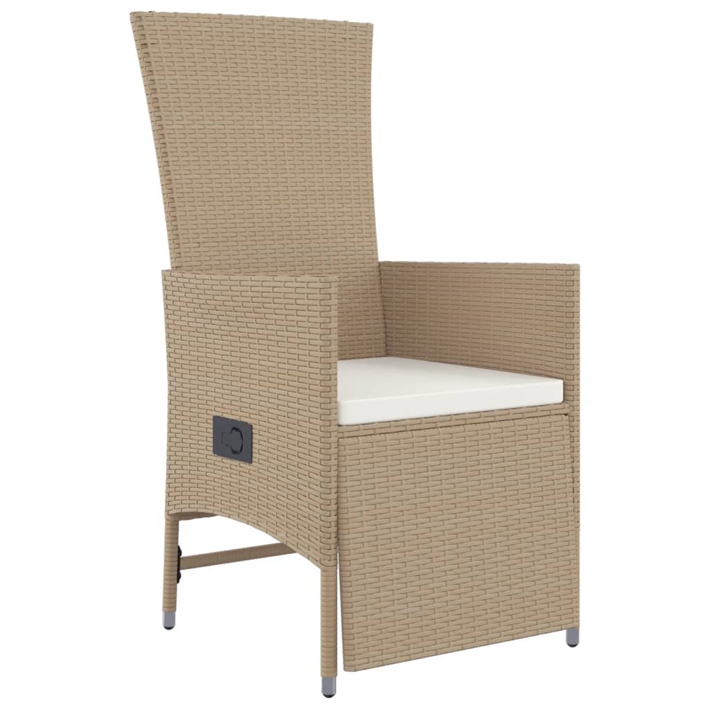 vidaXL 5-delige Tuinset met kussens poly rattan beige