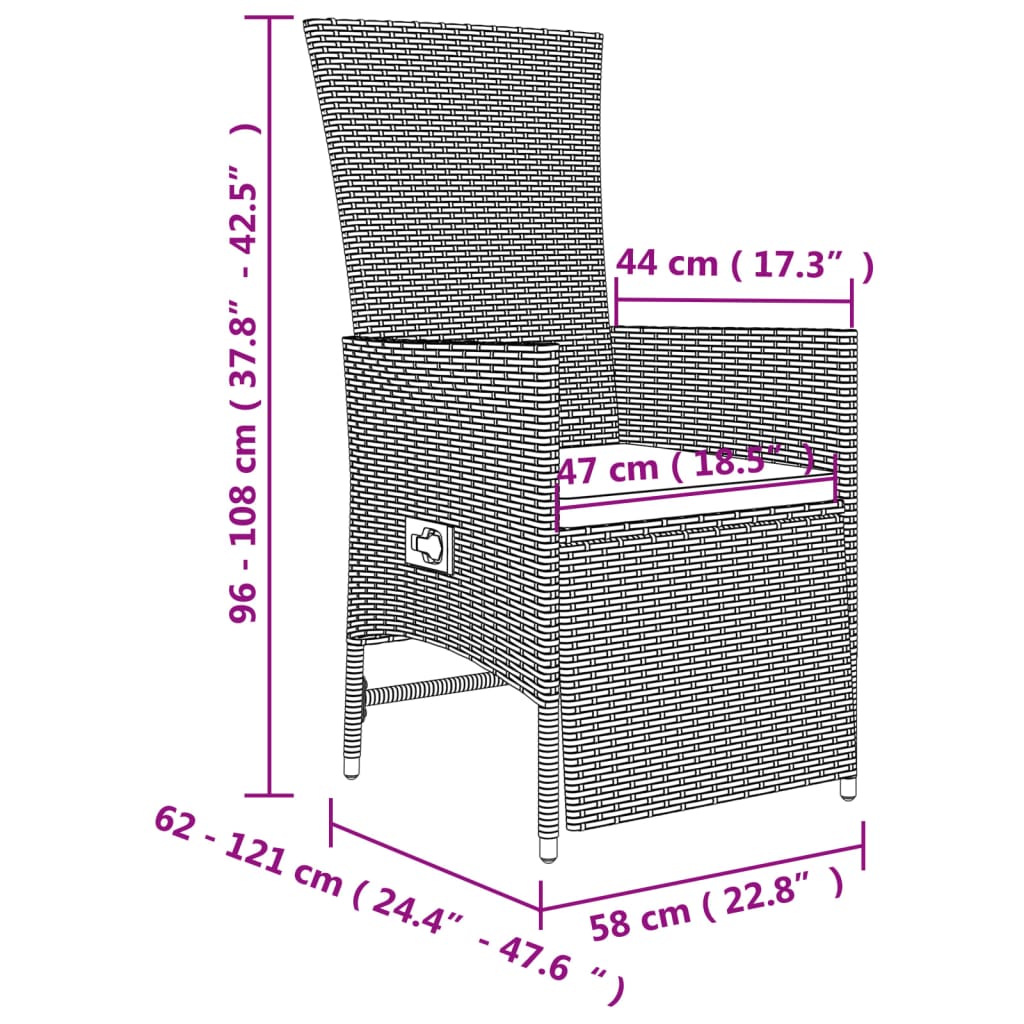 vidaXL 5-delige Tuinset met kussens poly rattan beige