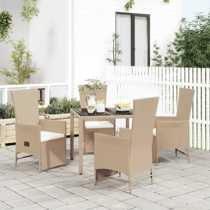 vidaXL 5-delige Tuinset met kussens poly rattan beige