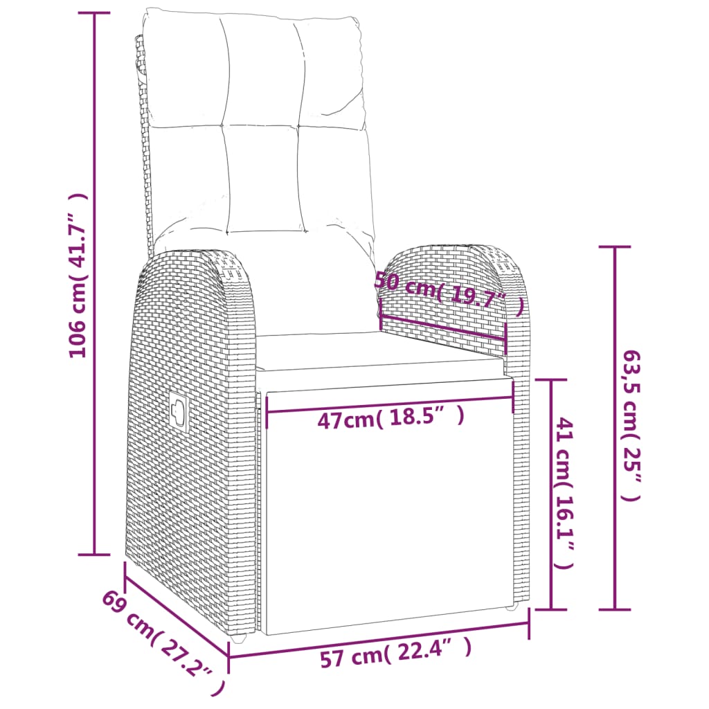 vidaXL 3-delige Tuinset poly rattan en massief acaciahout zwart