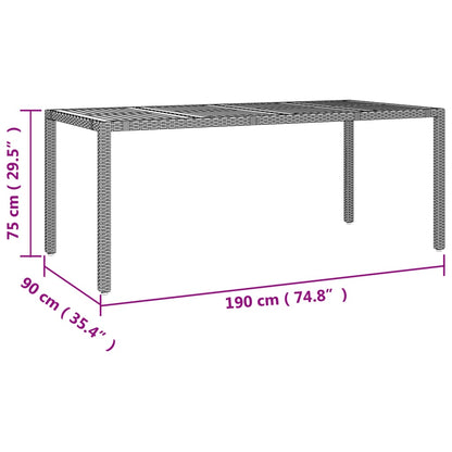 vidaXL 7-delige Tuinset poly rattan en massief acaciahout zwart