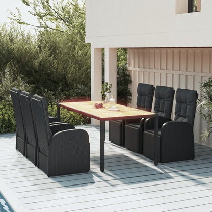 vidaXL 7-delige Tuinset poly rattan en massief acaciahout zwart