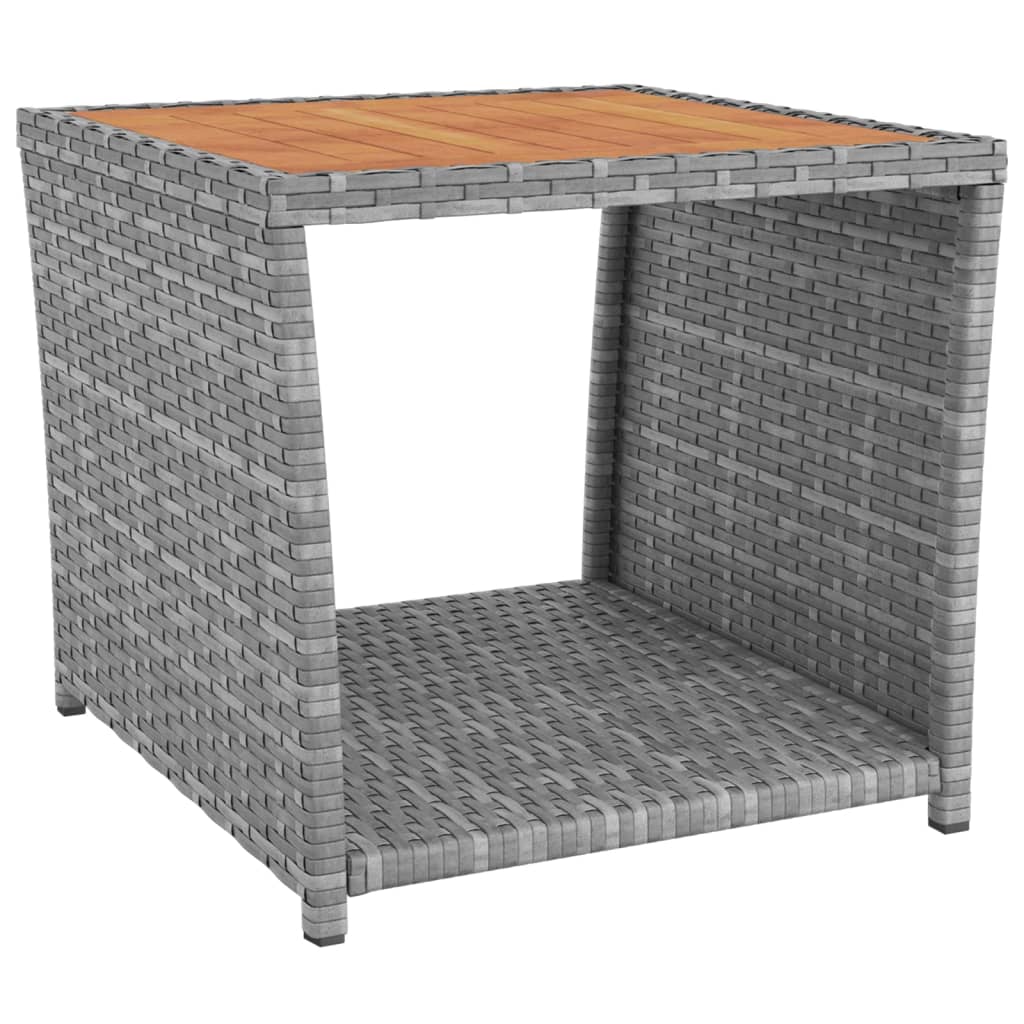 vidaXL 3-delige Loungeset poly rattan en massief acaciahout grijs