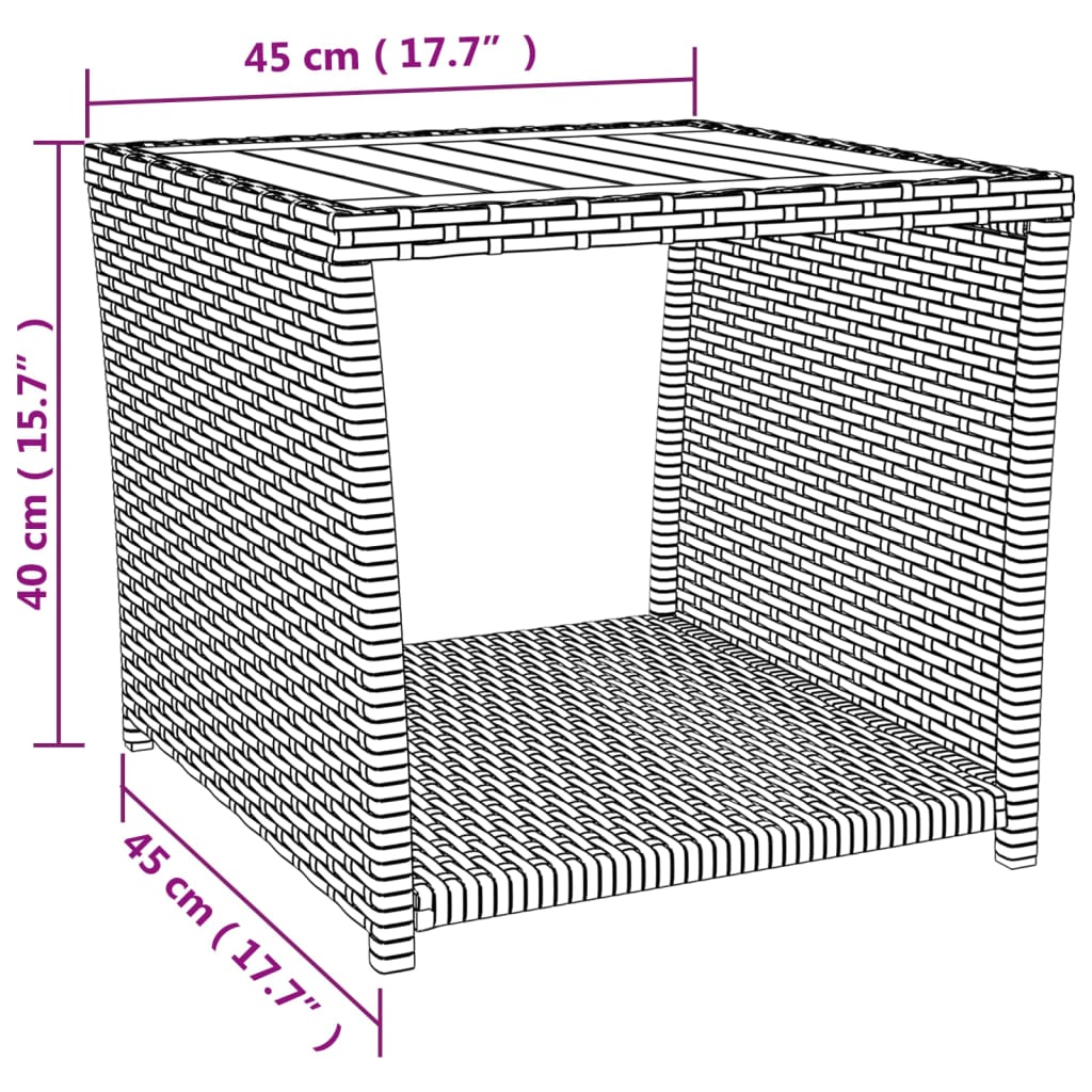 vidaXL 3-delige Loungeset poly rattan en massief acaciahout grijs