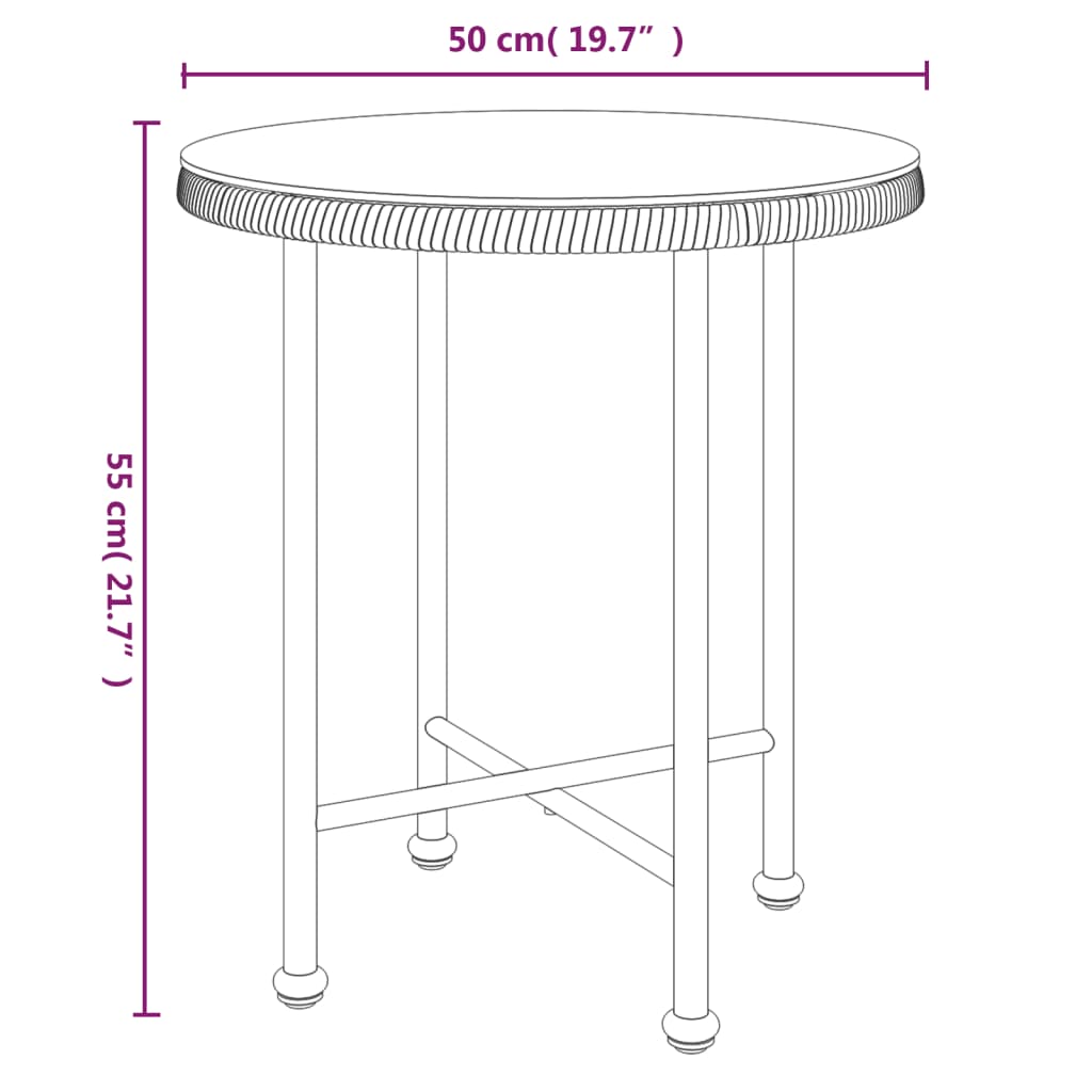 vidaXL 3-delige Tuinset poly rattan zwart