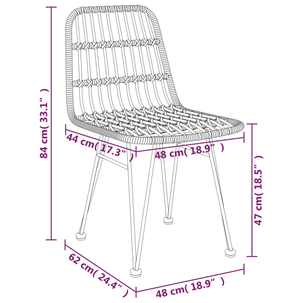 vidaXL 3-delige Tuinset poly rattan zwart