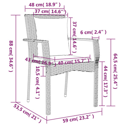 vidaXL 5-delige Tuinset met kussens poly rattan grijs