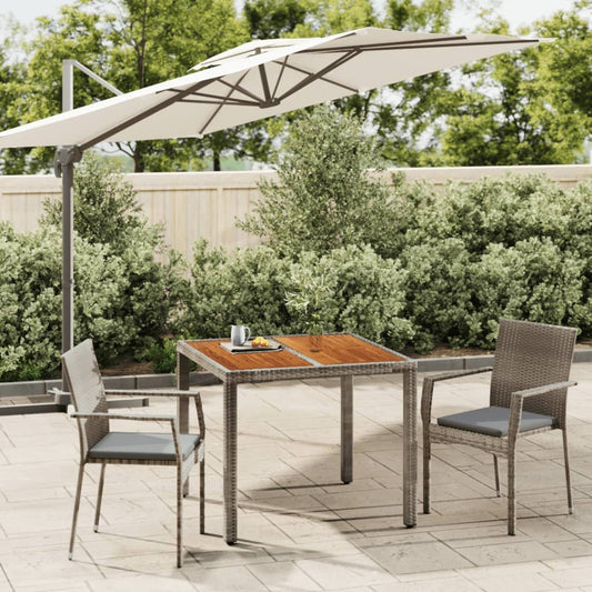 vidaXL 3-delige Tuinset met kussens poly rattan grijs