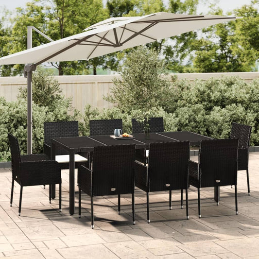 vidaXL 9-delige Tuinset poly rattan zwart