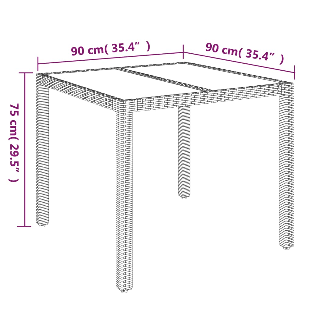 vidaXL 3-delige Tuinset met kussens poly rattan zwart