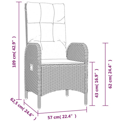 vidaXL 4-delige Tuinset met kussens poly rattan zwart