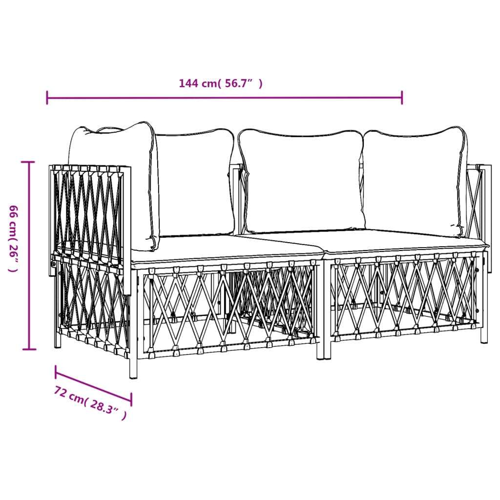 vidaXL 2-delige Loungeset met kussens staal antracietkleurig