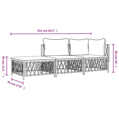 vidaXL 3-delige Loungeset met kussens staal antracietkleurig