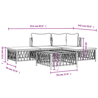 vidaXL 5-delige Loungeset met kussens staal antracietkleurig