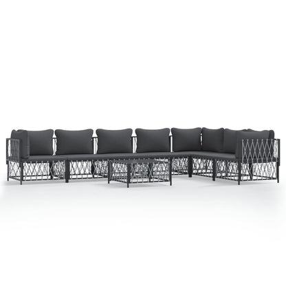 vidaXL 8-delige Loungeset met kussens staal antracietkleurig