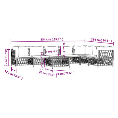 vidaXL 8-delige Loungeset met kussens staal antracietkleurig