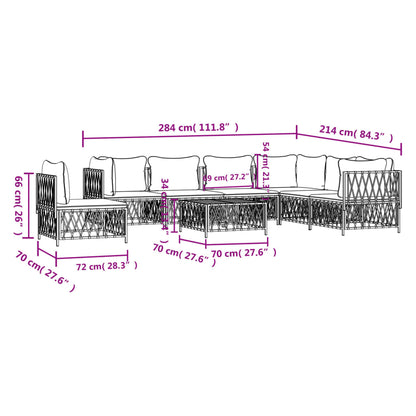vidaXL 8-delige Loungeset met kussens staal antracietkleurig