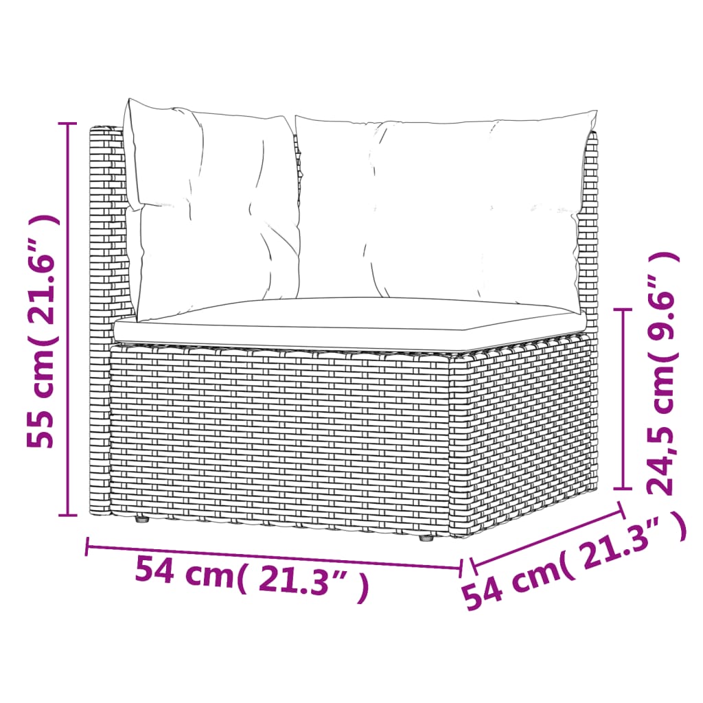 vidaXL 7-delige Loungeset met kussens poly rattan zwart