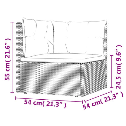 vidaXL 7-delige Loungeset met kussens poly rattan zwart